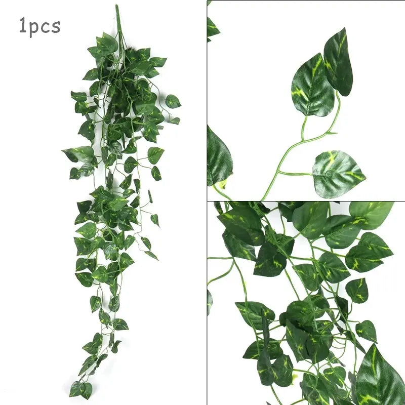 90cm artificial ivy vine garland, green leaf creeper for wall hanging, home garden decor, wedding party display, outdoor plastic plant, 1pc