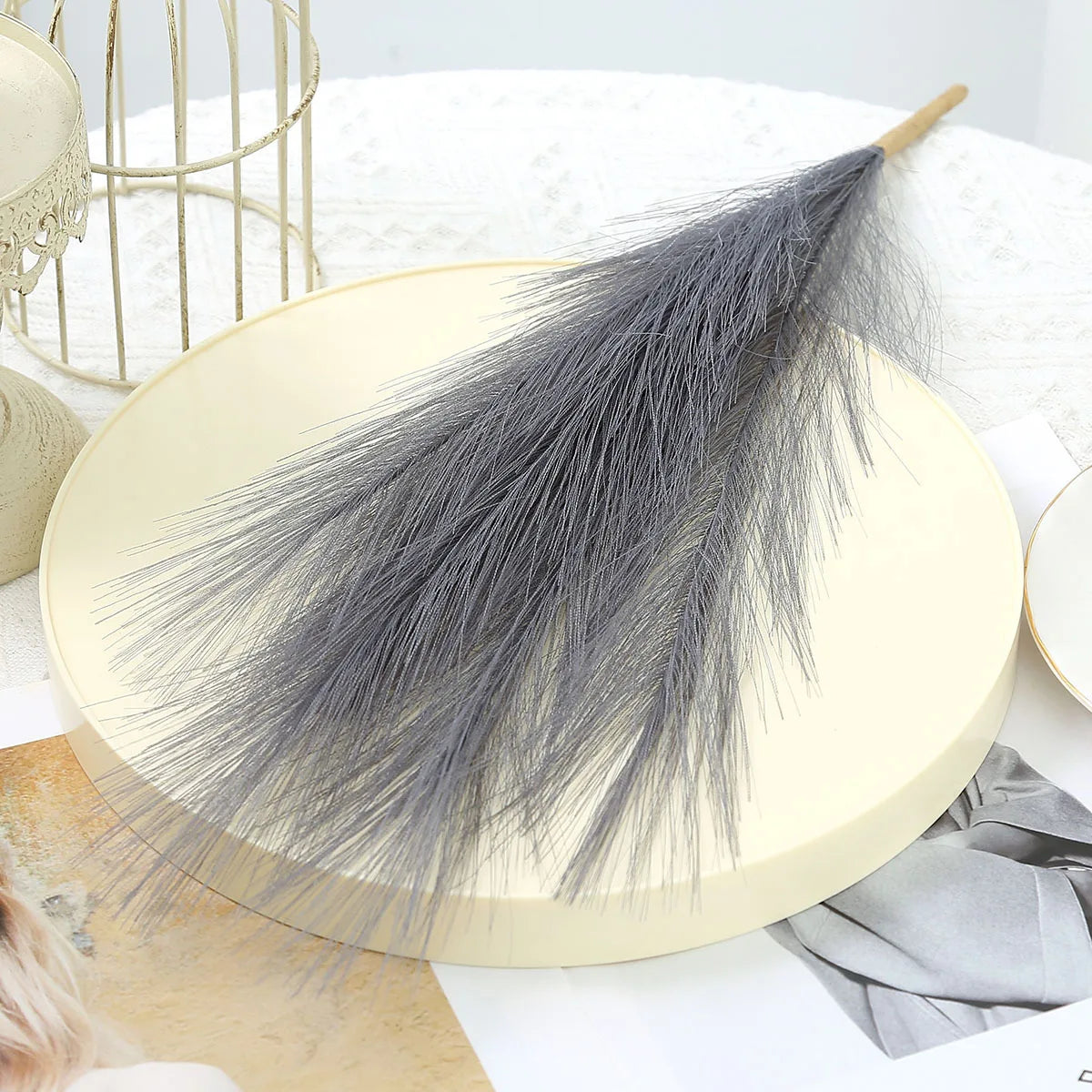 artificial pampas grass bouquet, 42cm fake reed grass for boho decor, indoor outdoor vase display, party bridal shower decoration, plastic flower arrangement, multiple pack options