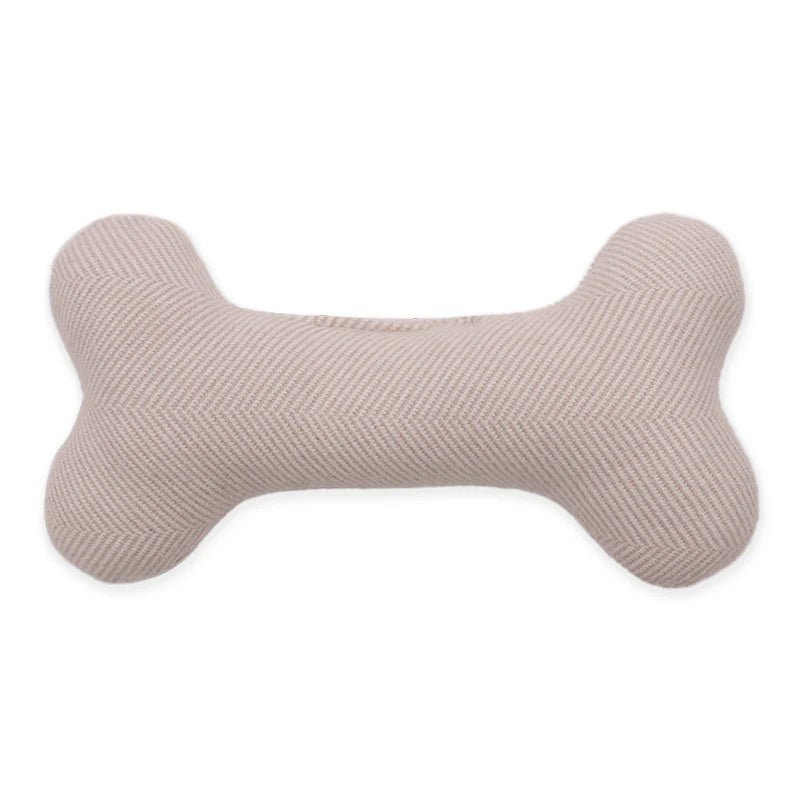 linen dog bone chew toy squeaky | durable bite-resistant plush for small dogs | interactive puppy play | indoor outdoor fun | teething relief | gift-ready pet toy