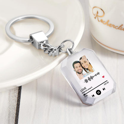 Personalised Keychains Crystal Picture Frame Scannable Code Keychain Gift for Friends and Loved Ones, Clear Elegant Design with High-Quality UV Printing