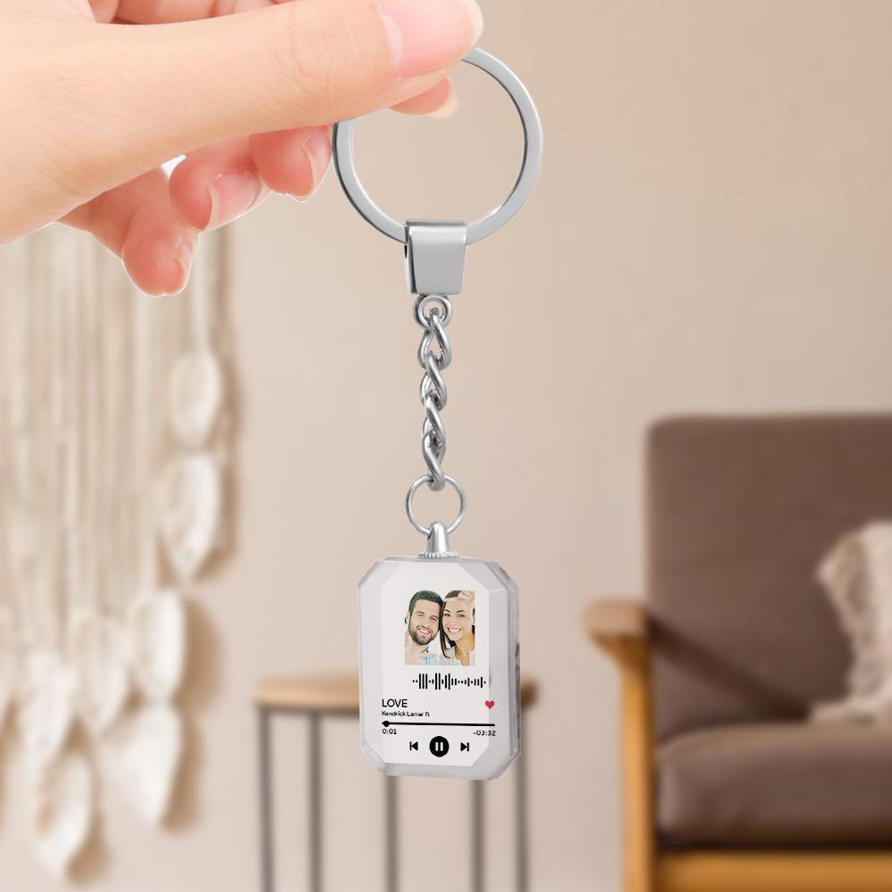 personalised keychains crystal picture frame scannable code keychain gift for friends and loved ones, clear elegant design with high-quality uv printing