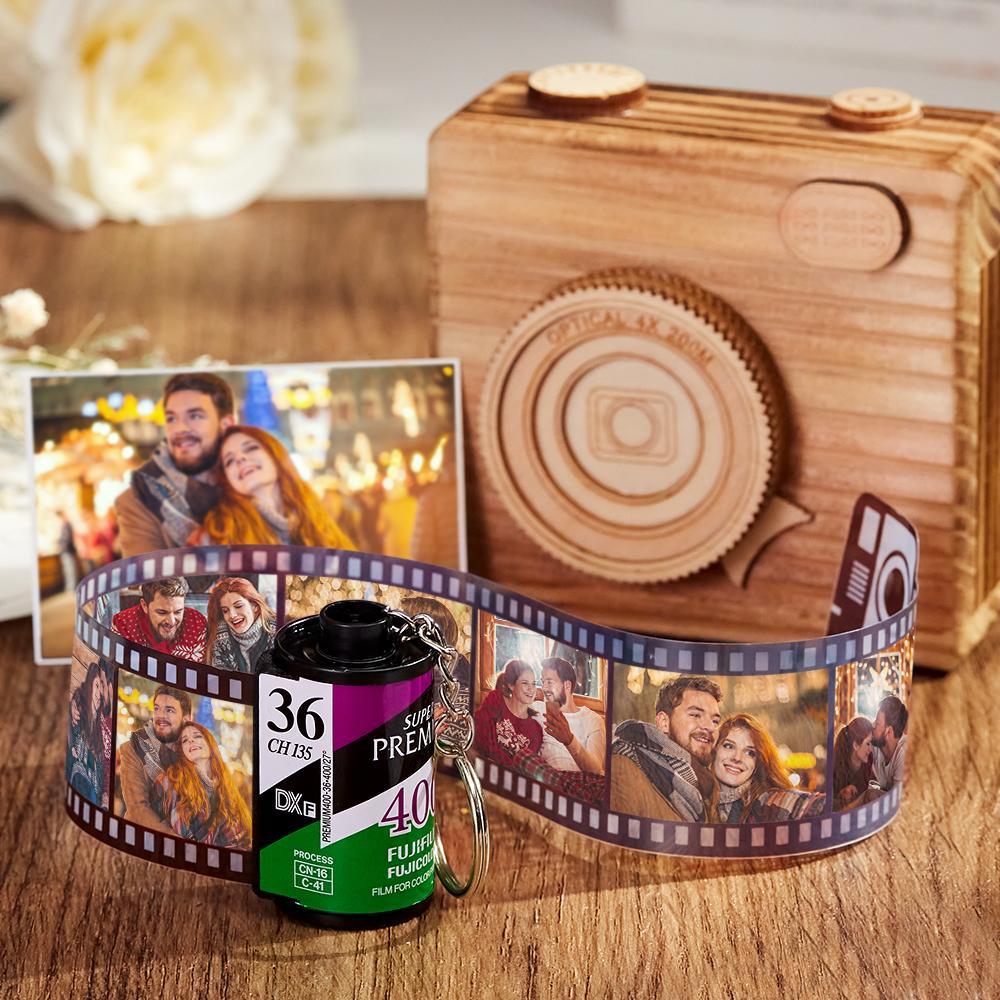 custom camera roll keychain multiphoto film roll keychain for memories, gift for birthdays, waterproof plastic, high-definition printing, 5 to 20 photos options