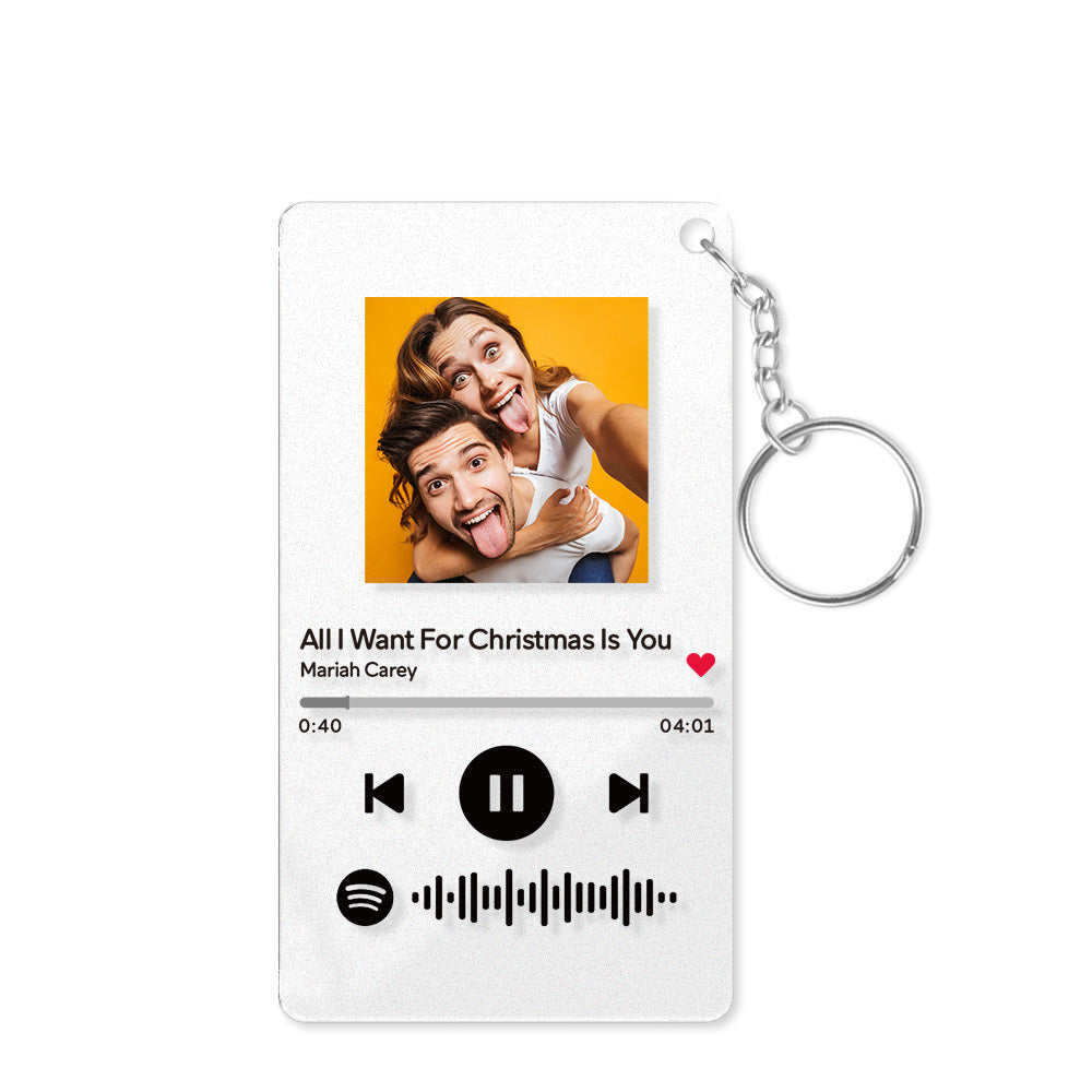 scannable code music song plaque keychains custom photo acrylic keychain for music lovers, stylish gift for birthdays and anniversaries