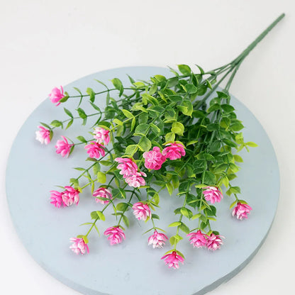 Artificial Flowers UV Resistant for Outdoor Decor, Wedding, Garden, Kitchen, Office, Indoor Decoration, Plastic Greenery Shrubs, Realistic Fake Flower Arrangement