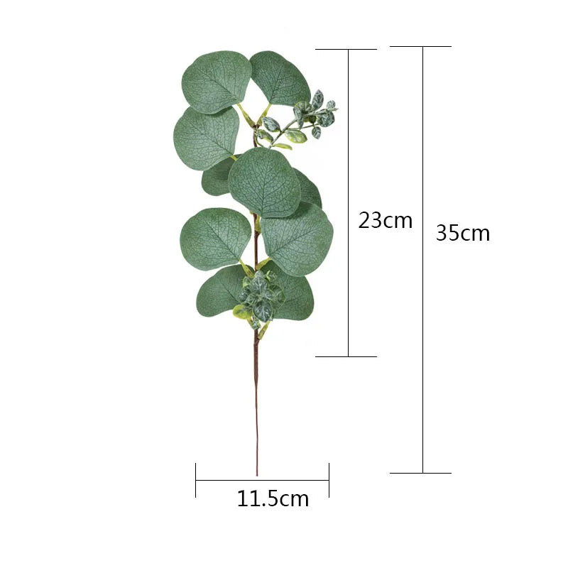 artificial eucalyptus leaves, 1/5pcs, green plastic decor branches, ideal for weddings, home decor, diy crafts, christmas wreaths, outdoor or exhibition use