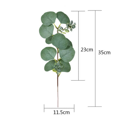 Artificial Eucalyptus Leaves, 1/5pcs, Green Plastic Decor Branches, Ideal for Weddings, Home Decor, DIY Crafts, Christmas Wreaths, Outdoor or Exhibition Use