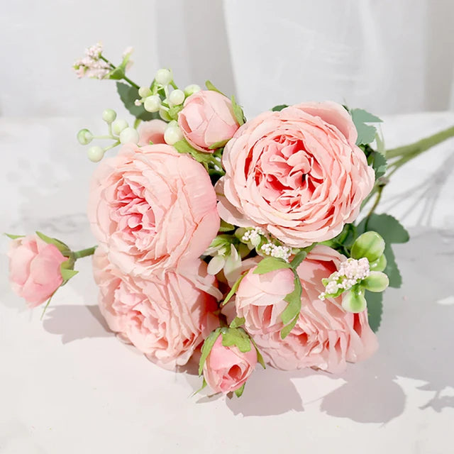 silk peony rose artificial flower bouquet for wedding, home decor, bridal props, indoor events, gift arrangement, photography backdrop, versatile floral accent