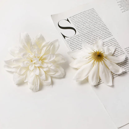 Artificial Silk Dahlia Flower Heads 5-Pack - Home, Wedding, Party Decoration, Indoor Faux Floral Accessories for Anniversaries, Birthdays, Bridal Showers
