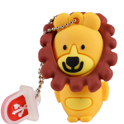Cartoon Animal USB Flash Drive - 16GB/32GB/64GB Silicone Storage - Fun Penguin, Cat, Owl, Lion, Dinosaur Designs - USB 2.0 External Memory Stick for Kids and Adults