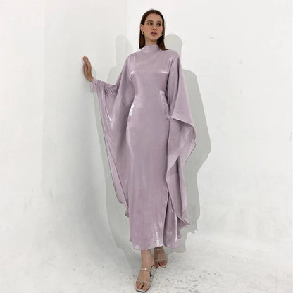 Purple Eid Muslim Ramadan Abaya Luxury Evening Party Kaftan Robe Clothing for Women - Elegant A-Line Design, Perfect for Celebrations and Special Occasions