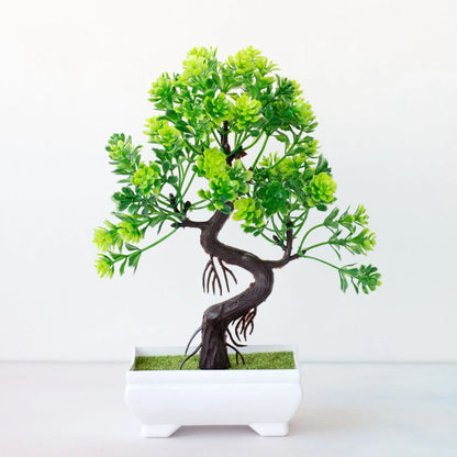 Artificial Bonsai Tree Decoration - Realistic Plastic Plant with Pot for Home, Office, Indoor and Outdoor Anniversary or Exhibition Display - Elegant Tabletop Ornament