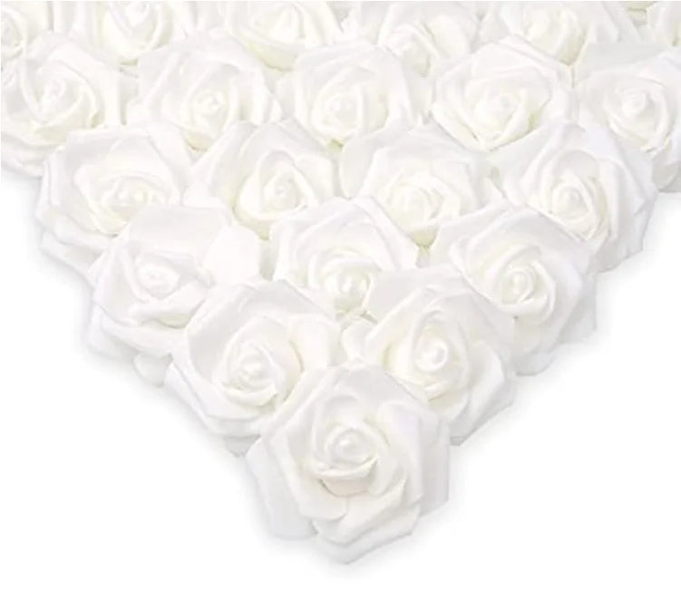 artificial soft foam rose heads - pe material blooms for wedding, party, home decor, diy crafts, floral arrangements, baby showers, indoor use, white & pink petals