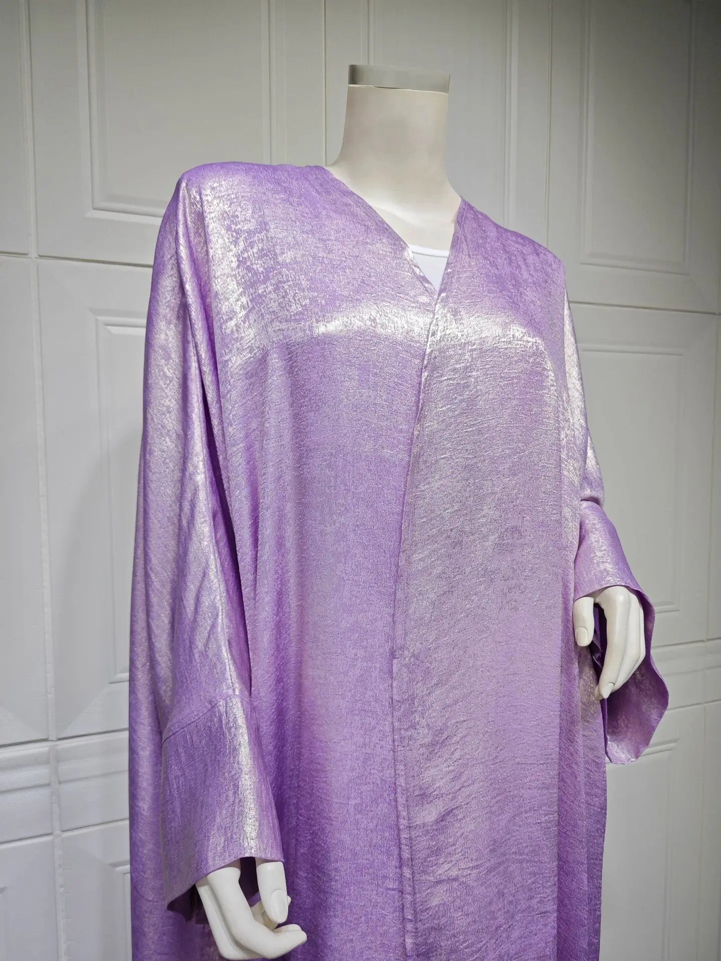shiny satin batwing abaya caftan femme open abayas luxury kaftan for women dubai turkey kebaya outfit robe clothing musulmane - elegant and stylish fashion