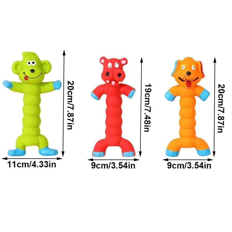 latex dog toy monkey hippo set, squeaky chew, teeth cleaning, bite resistant, interactive play, engaging sound for small to large dogs, pet oral health benefits