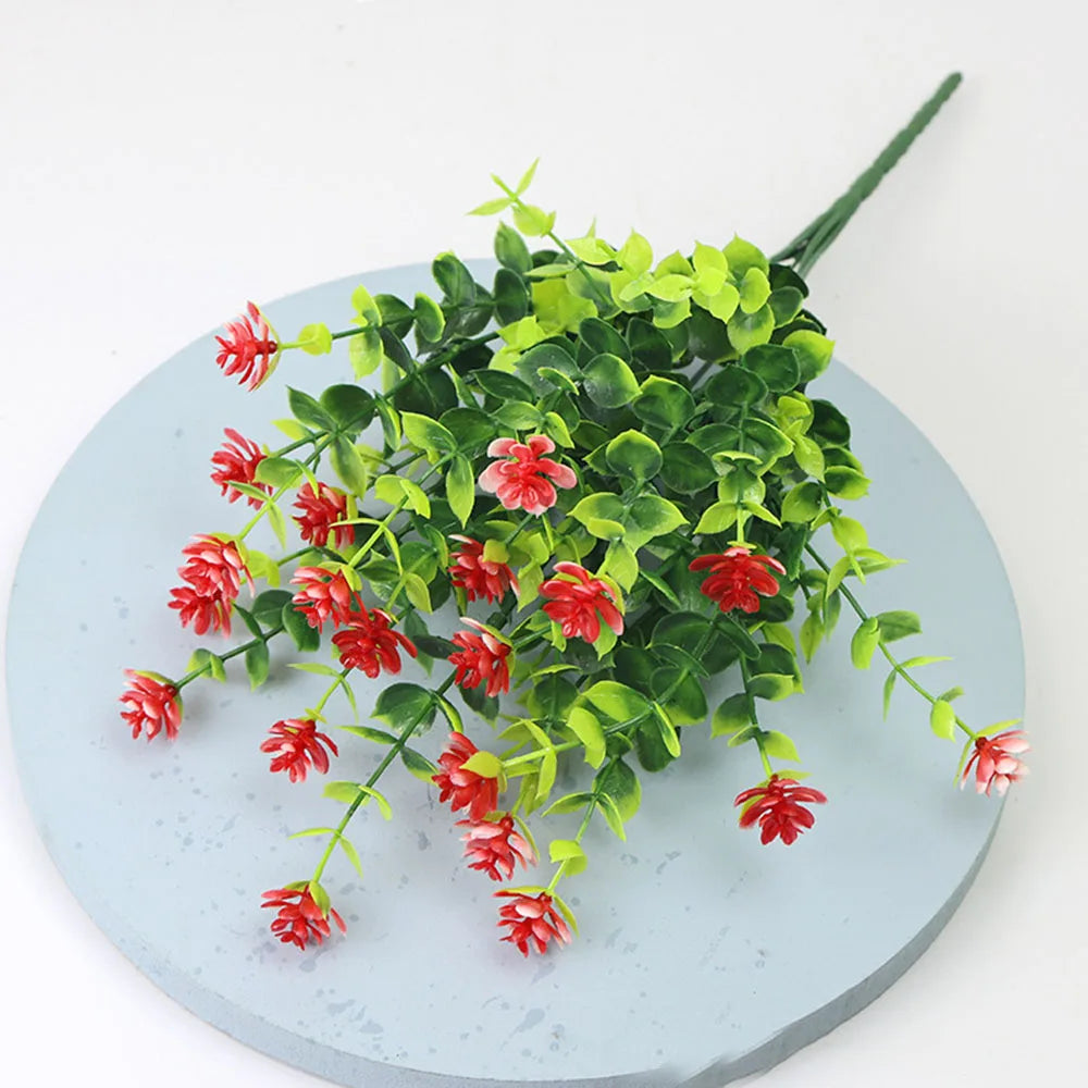 artificial flowers uv resistant for outdoor decor, wedding, garden, kitchen, office, indoor decoration, plastic greenery shrubs, realistic fake flower arrangement