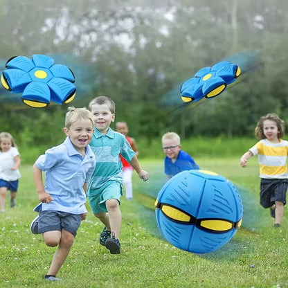 Transforming Flying Saucer Stomp Ball Toy for Kids & Pets, Indoor Outdoor Fun, Stress Relief, Durable Plastic Puzzle Disc, Bright Colours, Easy to Carry and Assemble