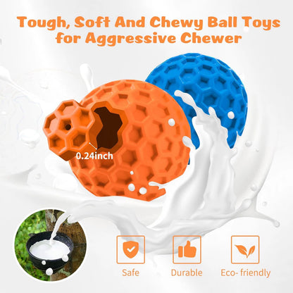 Durable Dog Ball Set, Non-Toxic Rubber Chew Toys for Aggressive Chewers, Teething Puppies, Fetch, Interactive Play, Easy-to-Clean Pet Balls for Active Playtime