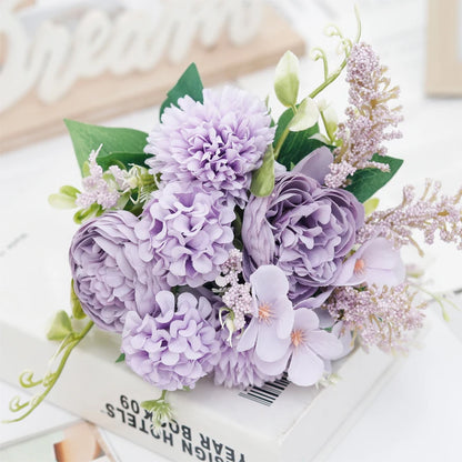 Silk Peony Bouquet Artificial Flowers for Weddings, Home, Garden Decoration, Floral Arrangements, Valentine's, Birthday or Anniversary Gifts, 30cm Long - 6 Colours Available