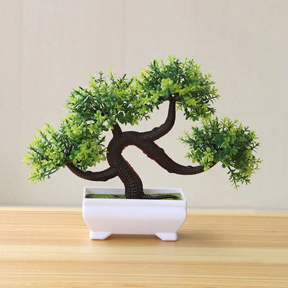 Green Artificial Bonsai Plants - Small Tree Grass and Flowers in Pot, Indoor Outdoor Decoration for Home, Office, Wedding, Anniversary, Exhibition, Halloween Decor