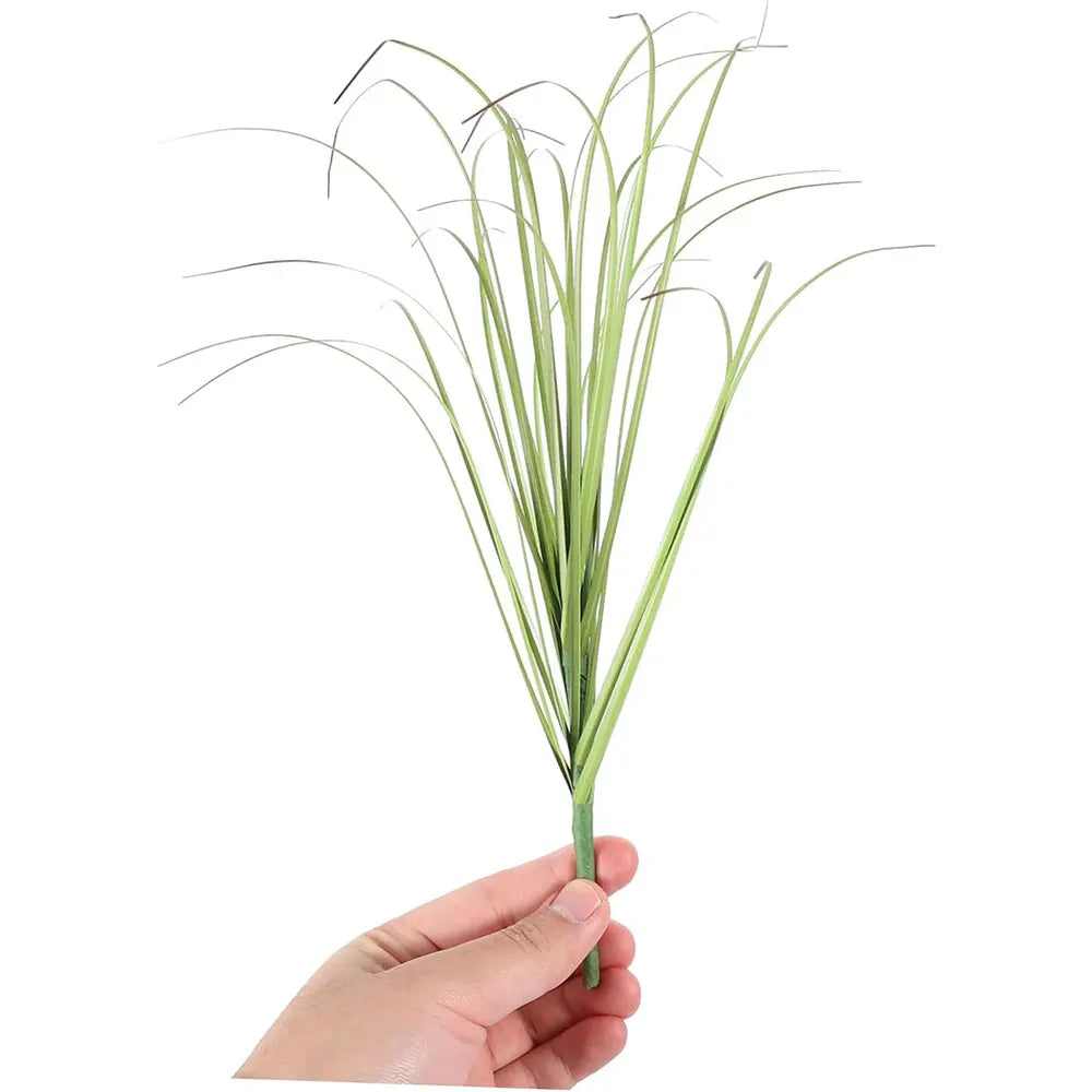 artificial grass plants set, plastic faux greenery for desktop and outdoor decoration, 5 pcs, ideal for home, garden, and exhibition use