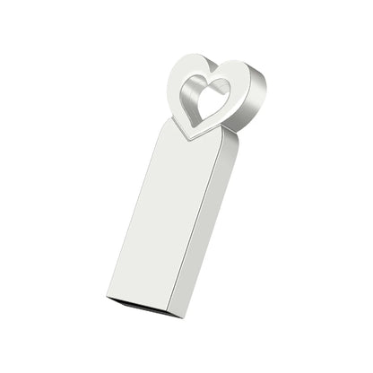 USB Flash Drive 64GB Heart-Shaped Metal Memory Stick, Black & Silver, 32GB, 16GB, 8GB, 4GB Options, Creative Storage Device for Data Transfer and Backup