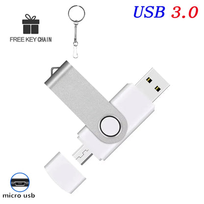 2 IN 1 OTG Pen Drive 128GB High Speed USB 3.0 Flash Drive 64GB Rotatable Memory Stick for Easy Data Storage and Transfer Key Chain USB Stick 16GB Mini U Disk
