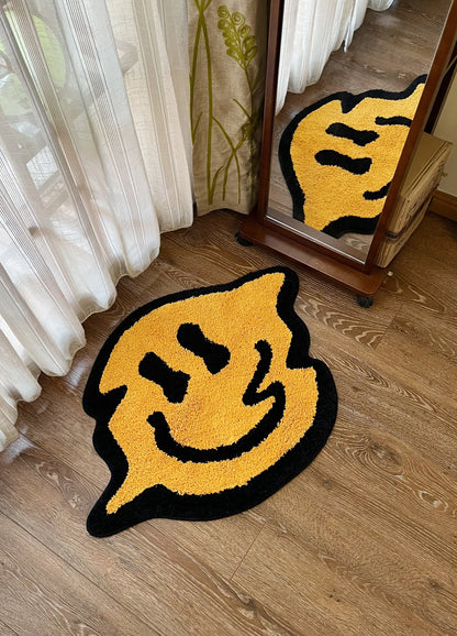Yellow Tensile Trippy Smiling Tufting Rug Soft Fluffy Kitchen Toilet Mat Non-Slip Absorbent Funny Custom Bath Doormat for Home Décor