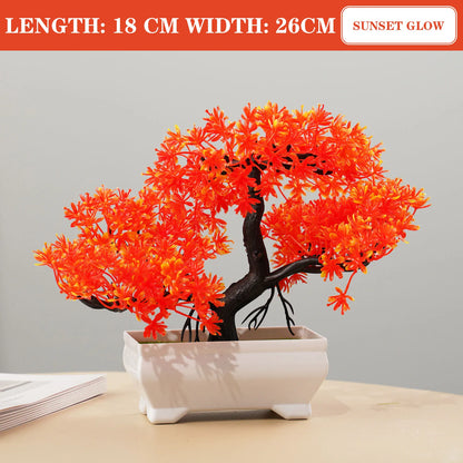 Miniature Artificial Bonsai Tree Ornament - Lifelike Desktop Pot Plant for Home, Office or Garden Decor - Low Maintenance Accent for Indoor or Outdoor Use