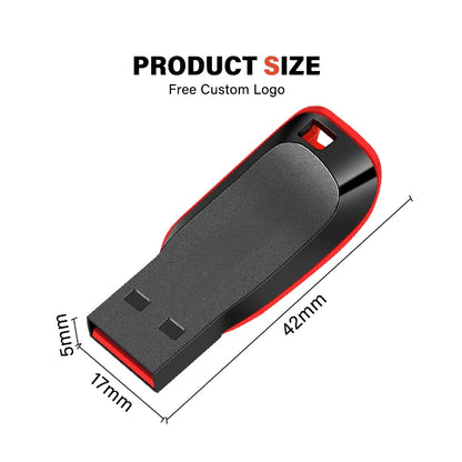 Waterproof USB 2.0 Flash Drive Memory Stick - 8GB to 128GB Storage for Laptops, PCs, Cars, TVs - Black with Red Edges - Ideal for Weddings, Business, Photography Studio Gifts