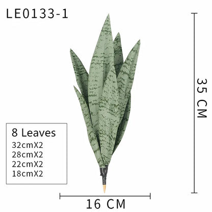 Artificial Sansevieria Plants 38CM - Real Touch Plastic Green Long Leaf, Desktop Home Office Decoration, Tropical Palm Style, Ideal for Anniversary & Hawaiian Party Decor
