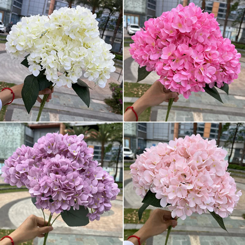 silk hydrangea bouquet artificial flowers for wedding, home decor, diy floral arrangement, bridal baby shower, indoor party decoration, large size