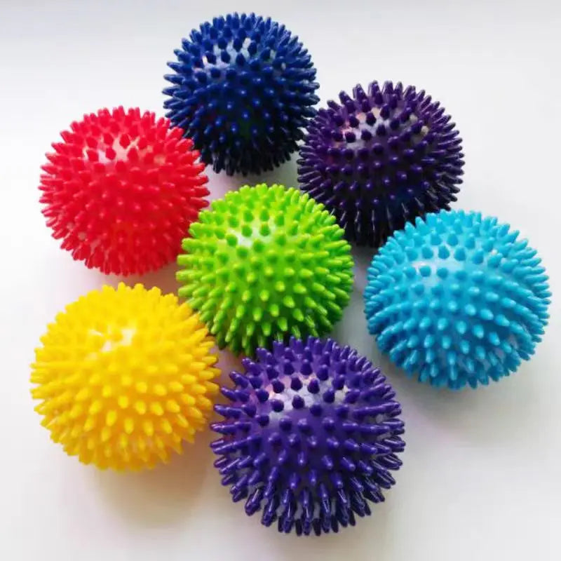 set of 2 spiky massage balls 7.5cm for deep tissue acupressure, reflexology, stress relief, sensory therapy, unisex, pvc, home & portable wellness accessory