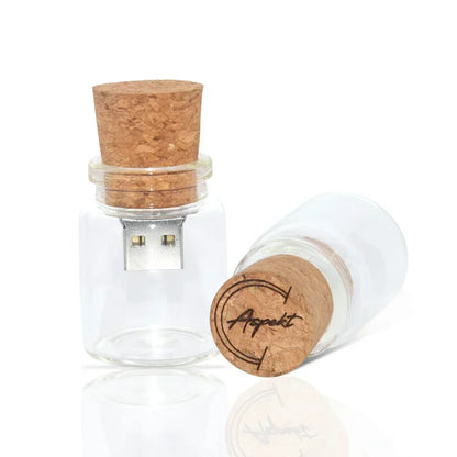 10PCS/LOT Drift Bottle USB Flash Drive 128GB 64GB Pendrive Glass Cork Memory Stick 32GB Custom LOGO Creative Gifts Unique Design USB Stick