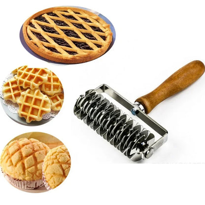 B09698K8LZ Kitchen Stainless Steel Lattice Cutter Roller Pastry Bread Pizza Wheel Pie Dough  DIY Bakeware Cooking Tools