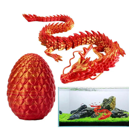 Crystal Dragon Action Figures 3D Printed Articulated Dragon With Egg Dinosaur Christmas Fidget Toy For Girls Kids Easter Basket