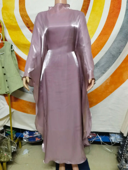 Purple Eid Muslim Ramadan Abaya Luxury Evening Party Kaftan Robe Clothing for Women - Elegant A-Line Design, Perfect for Celebrations and Special Occasions