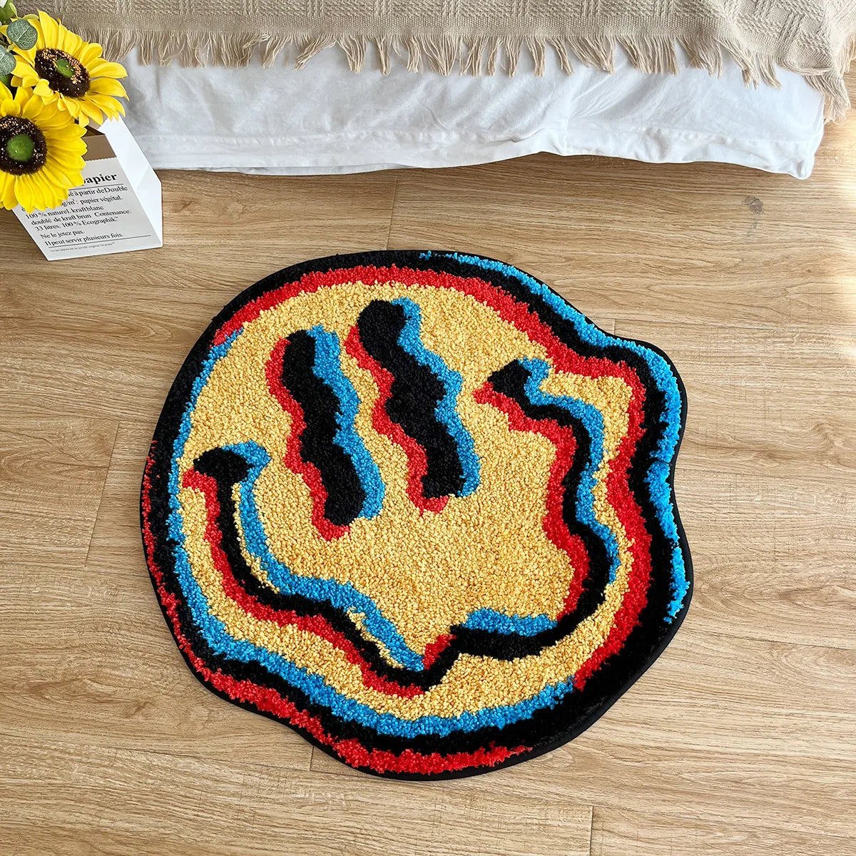 trippy smiling rug tufted rug geometric bedroom mat soft living room carpet floor doormat aesthetic corridor pad for home decor