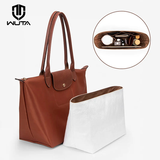 WUTA Dupont Paper Bag Organizer For Longchamp Tote Insert Handbag Liner Storage Shaper for S M L Ultra Light Purse Inner Bag
