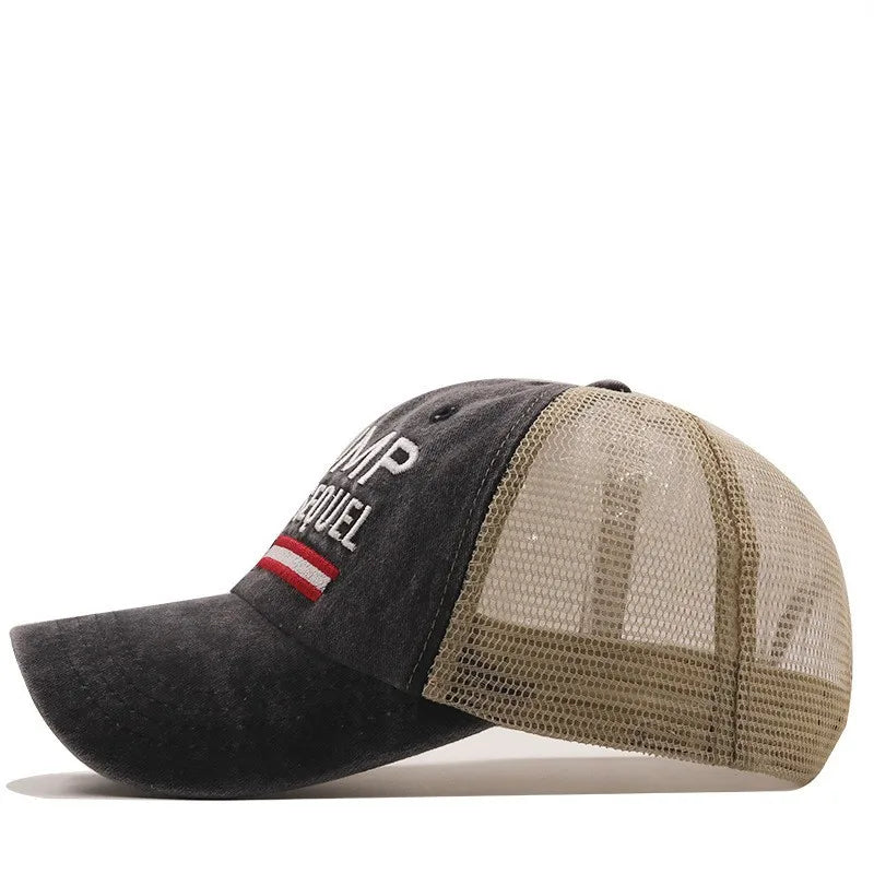 b0dcy5cw7f  2024 american president baseball cap embroidered letter cowboy splicing to make old washed cotton summer outdoor party assembly