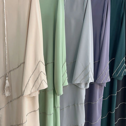 Dubai 2024 Luxury Opened Kimono Abaya Long Loose Dress Prayer Garment for Women - Elegant Party Kaftan, Modest Islamic Fashion, Spring Summer Wear, Sizes S-XXL