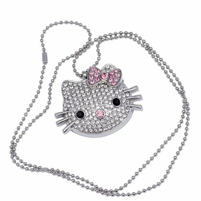 Cartoon USB Flash Drive Crystal Memory Stick 128GB/64GB/32GB/16GB/8GB, Cat Design USB 2.0, Silvery/Golden, Stylish Portable Storage for Computer and Laptop, CE Certified