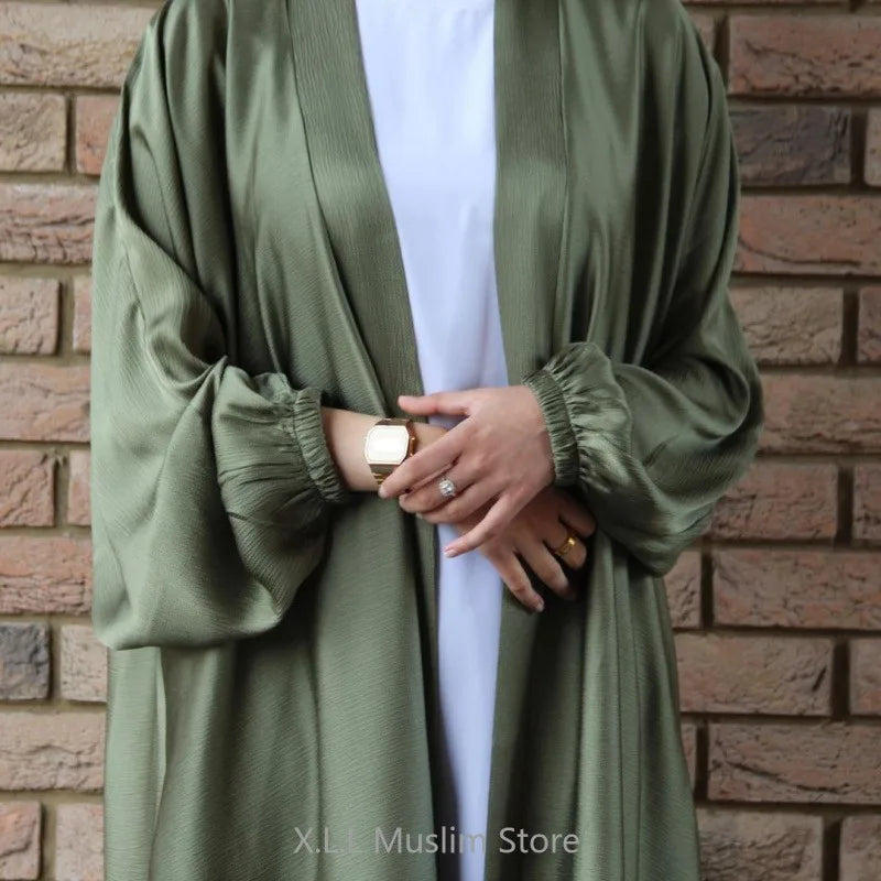 prayer clothes women satin cardigan robe islamic long-sleeved dress 2024 - modest fashion, comfortable fit, ideal for daily wear and special occasions