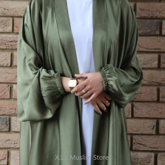 Prayer Clothes Women Satin Cardigan Robe Islamic Long-Sleeved Dress 2024 - Modest Fashion, Comfortable Fit, Ideal for Daily Wear and Special Occasions