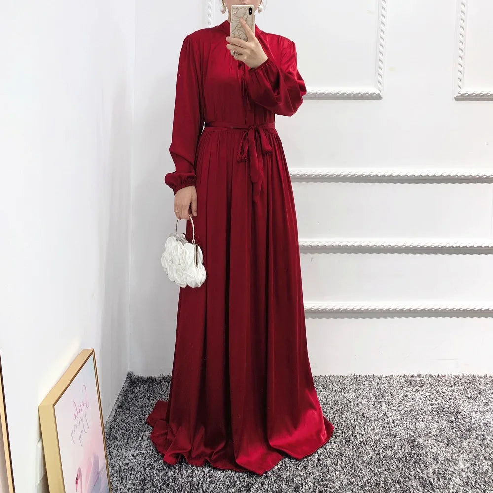 muslim women abaya woman dubai luxury turkey dresses evening dress long robe satin musulmane traditional arabic attire for all seasons