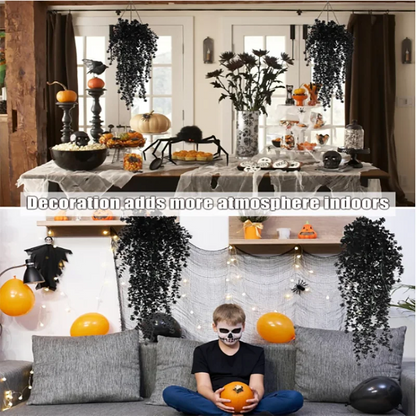 Artificial Black Vines, UV-Resistant Hanging Decoration, Set of 2 - Perfect for Outdoor, Indoor, Home, Garden, Halloween, Bridal Showers, and Exhibitions
