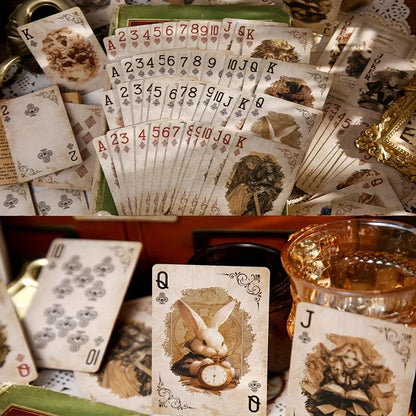Alice Series Retro Poker Cards Thick Anti-Slip Frosted Finish for Family Games - Durable Plastic, Fun Design for Game Nights, Collectibles, Ideal Gift for Friends and Family