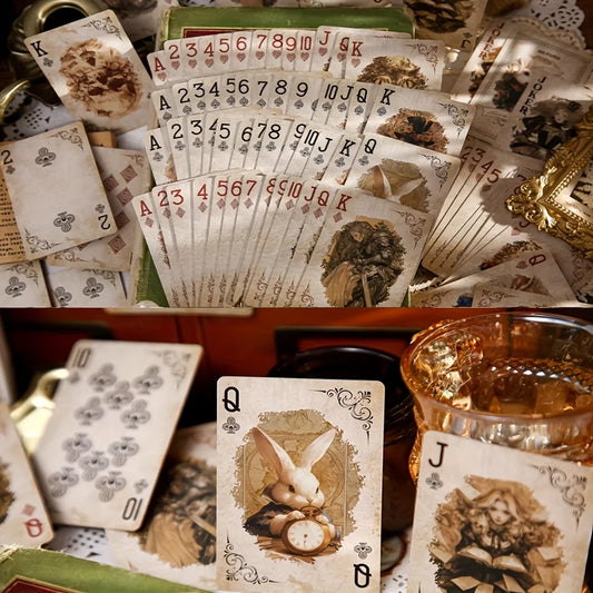 Alice Series Retro Poker Cards Thick Anti-Slip Frosted Finish for Family Games - Durable Plastic, Fun Design for Game Nights, Collectibles, Ideal Gift for Friends and Family