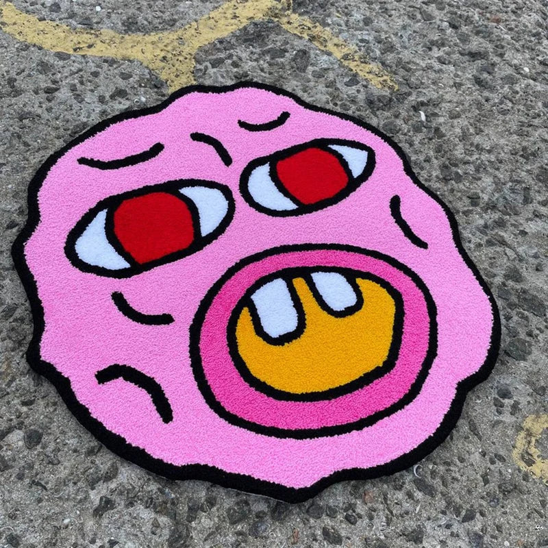cherry bomb anti-slip imitation cashmere rugs plush home door mat smiley pattern printing custom living room decor