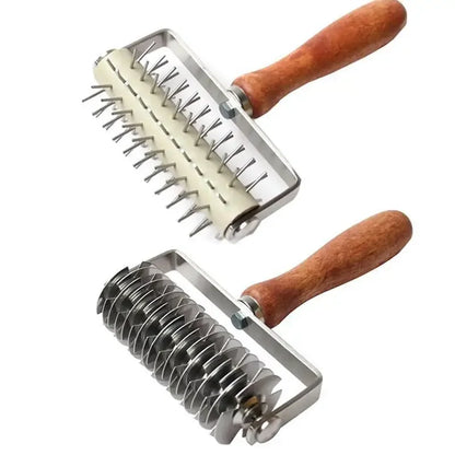 B09698K8LZ Kitchen Stainless Steel Lattice Cutter Roller Pastry Bread Pizza Wheel Pie Dough  DIY Bakeware Cooking Tools