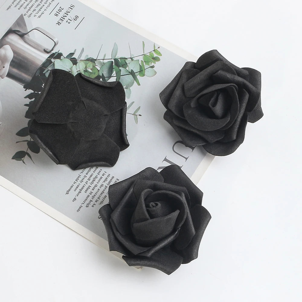 artificial rose flower heads 7cm | wedding party home decor | garden diy crafts | 10/20/50 pack | anniversary birthday housewarming event decoration